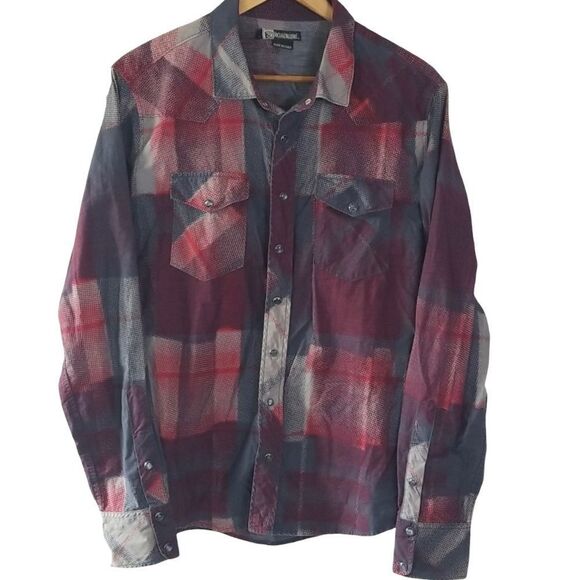 Social Collision Rockabilly Long Sleeve Snap Shirt sz L - Picture 3 of 10